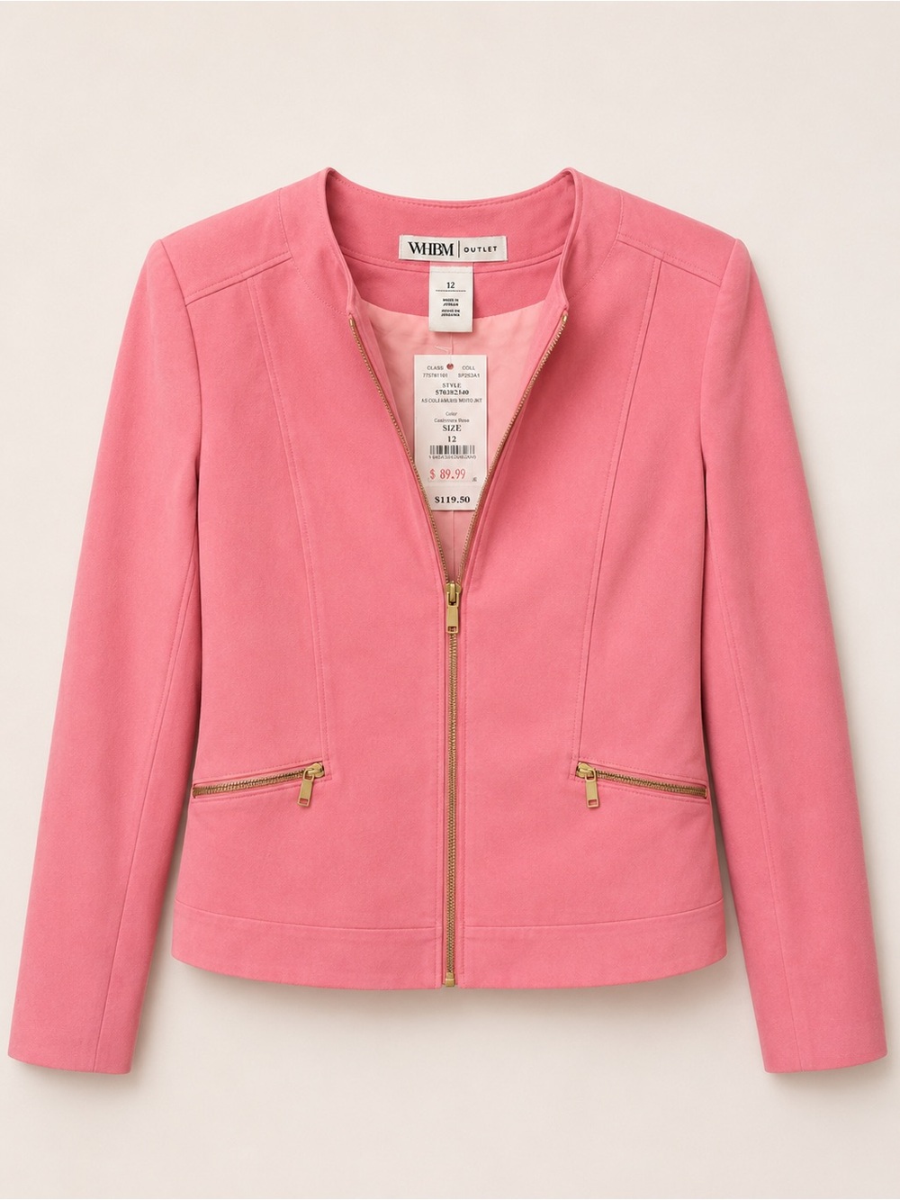 White House Black Market Rose Pink Zip-Front Blazer